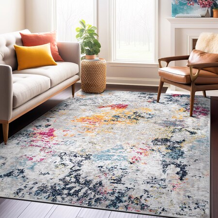 World Rug Gallery Modern Abstract Whispers Area Rug 5' X 7' Multi 936MULTI5X7